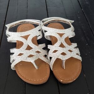 Wonder Nation Toddler Girl 8 Sparkly Silver Strappy Sandals
